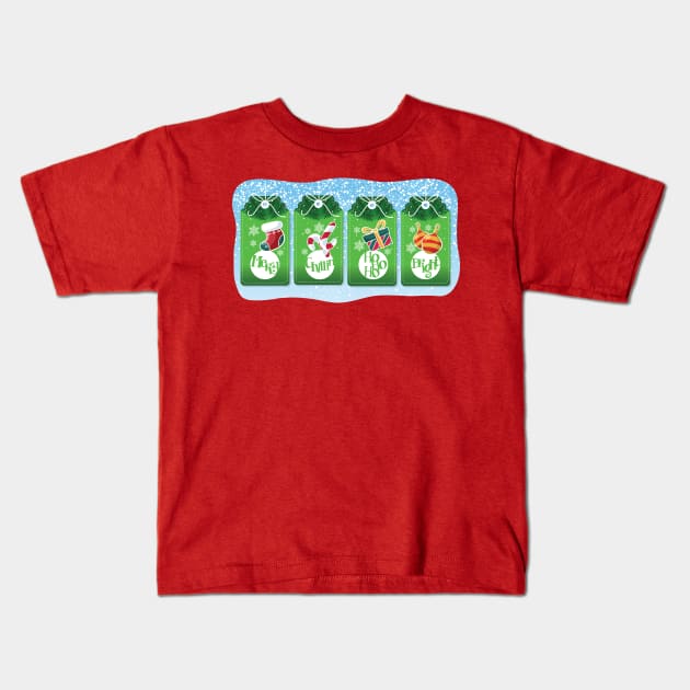 CHRISTMAS GIFT TAGS: Merry Chillin HoHoHo Bright Kids T-Shirt by Jake, Chloe & Nate Co.